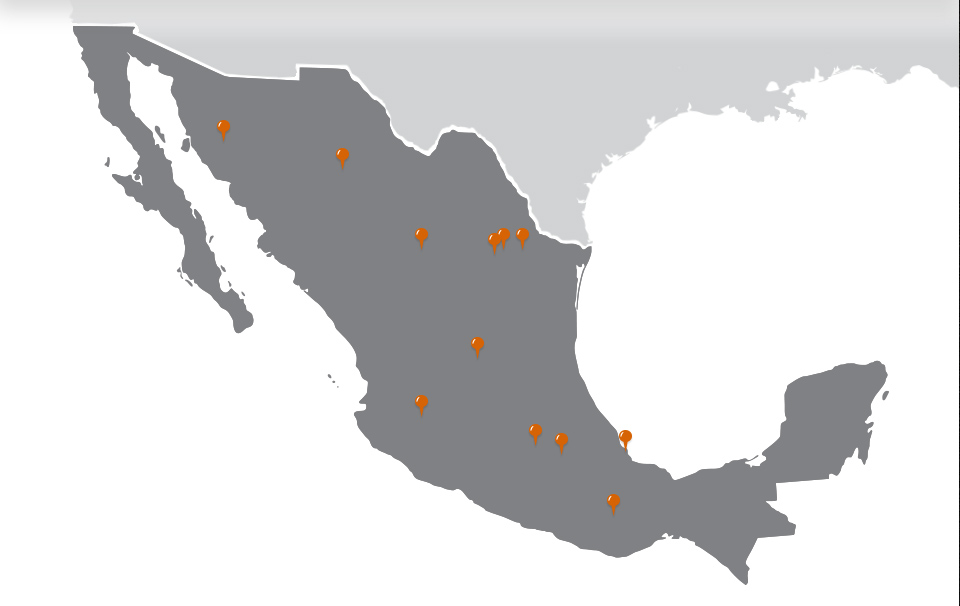map of locations in Mexico
